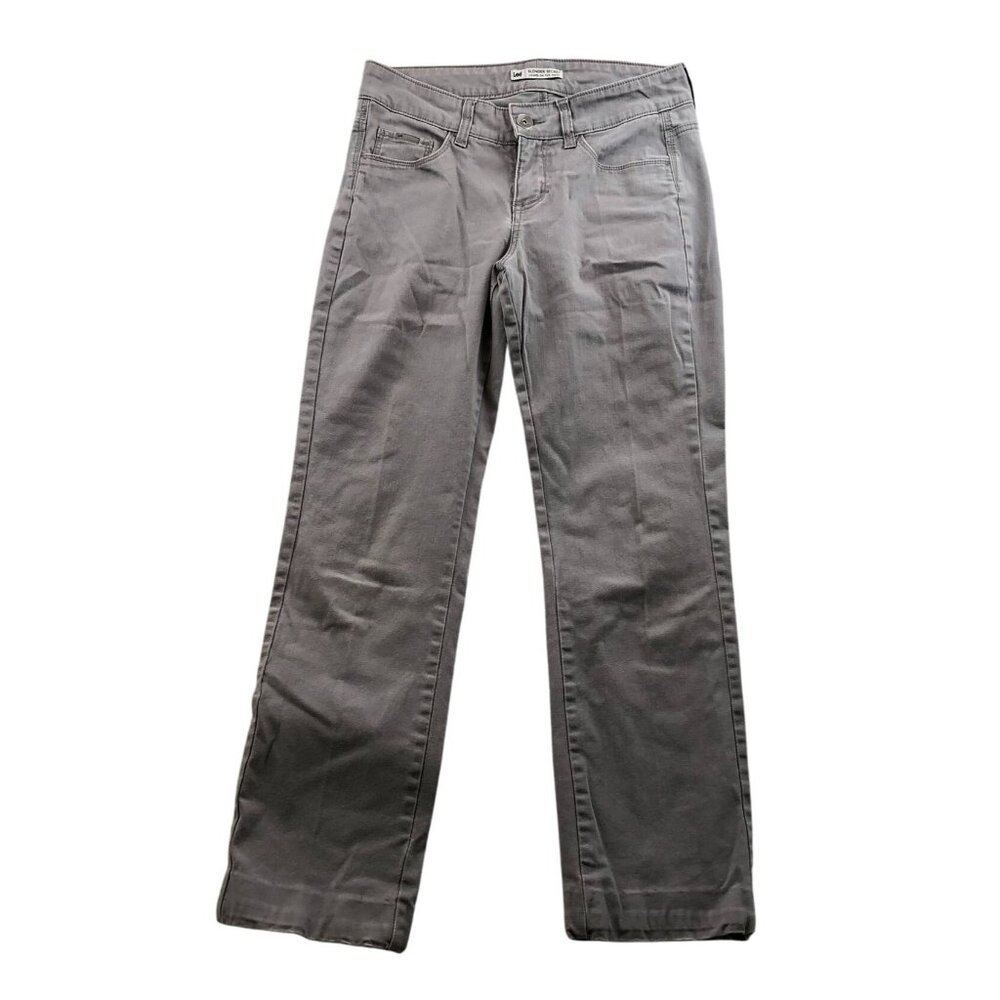 Lee Womens Slender Secret Jeans Size 12 Straight Leg Gray Denim Casual Mid Rise